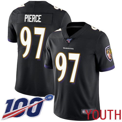 Baltimore Ravens Limited Black Youth Michael Pierce Alternate Jersey NFL Football #97 100th Season Vapor Untouchable